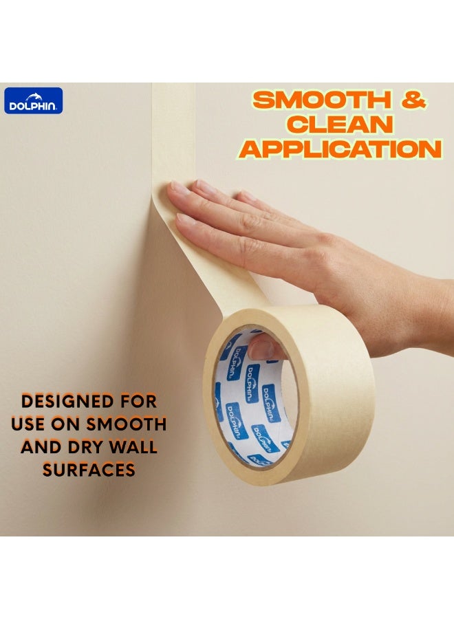 دولفين شريط لاصق ماسكينغ من دولفين مقاس 2 إنش × 20 ياردة – عبوة قطعة واحدة، استخدام عام للدهان والأعمال اليدوية والمنزل - Image 5